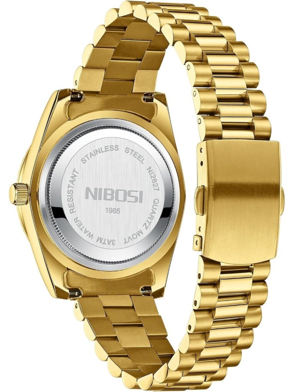Nibosi Men's Gold Analog Quartz Stainless Dimond Waterproof Desiger Wrist Watch - Picture 5 of 6